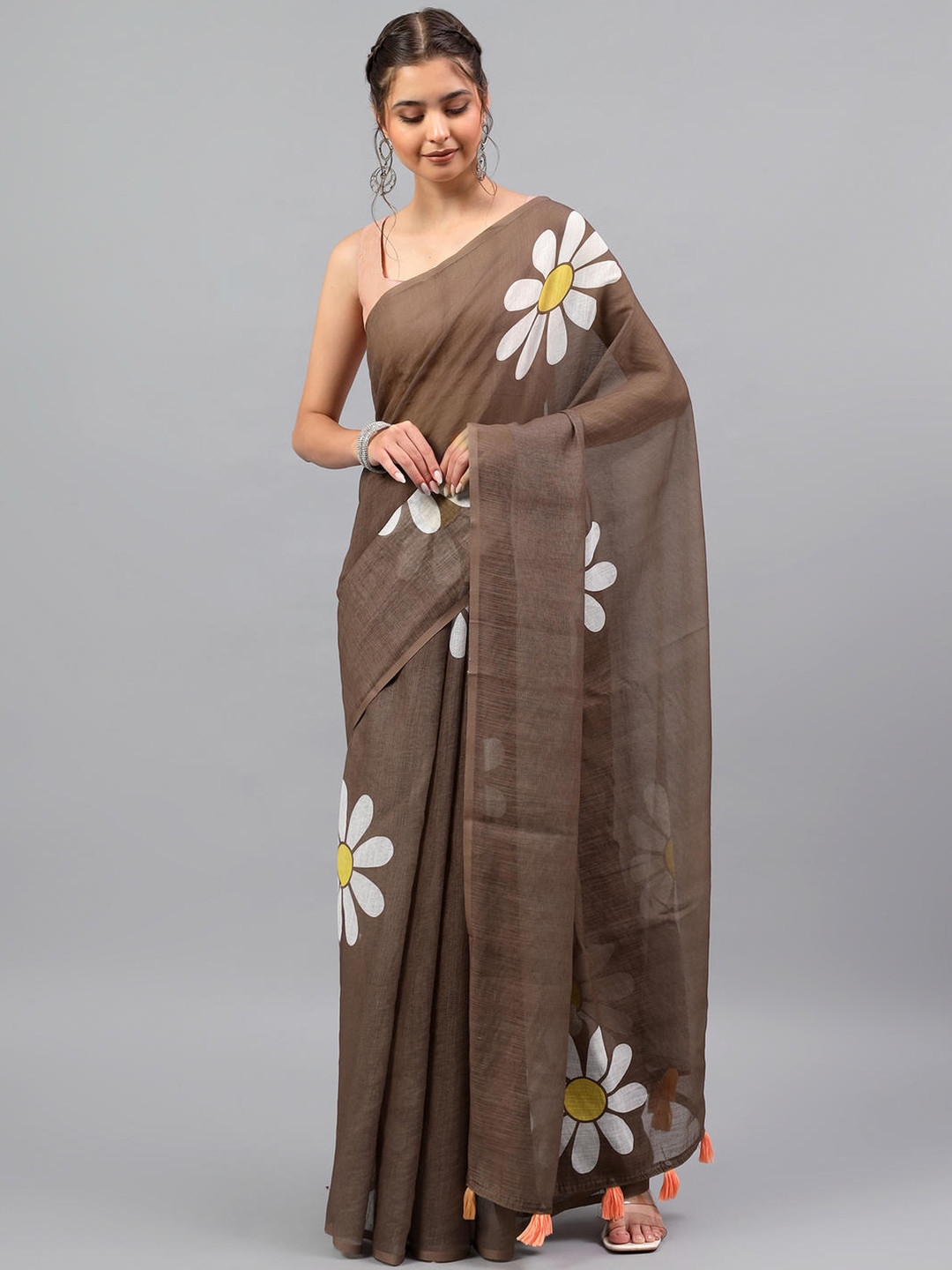 SAMANTHA Floral Linen Blend Saree