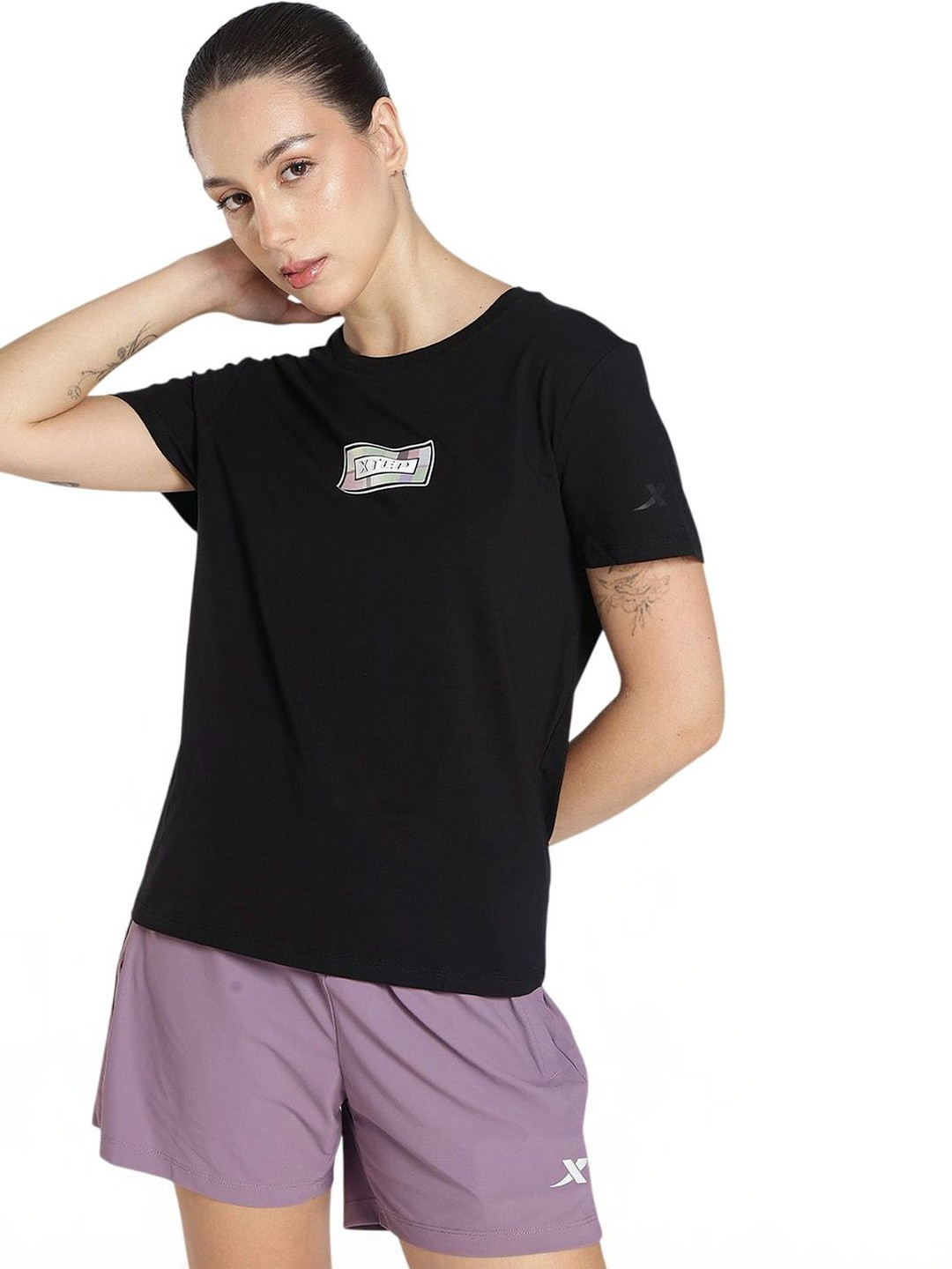Xtep Brand Logo Printed Round Neck Motion Dry Cotton T-shirt