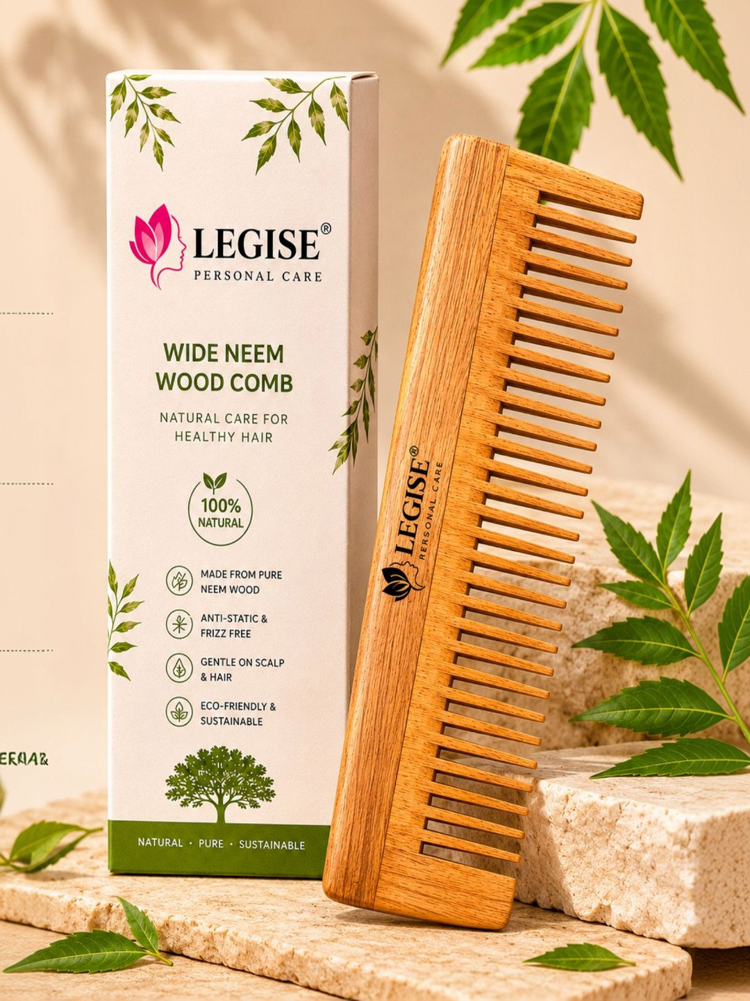 Legise Neem Wood Anti-Dandruff Hair Comb