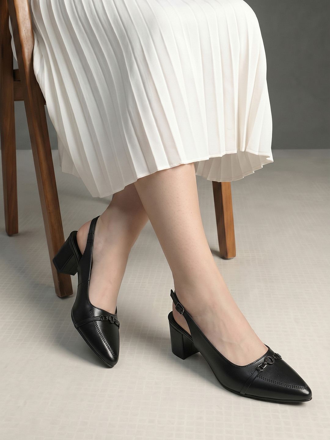 Kenneth Cole Leather Block Heeled Mules