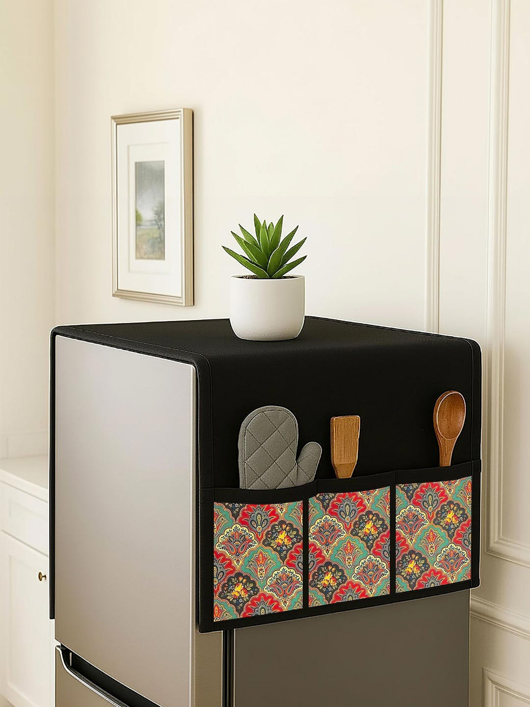 Fancy Walas Black Refrigerator Appliance cover