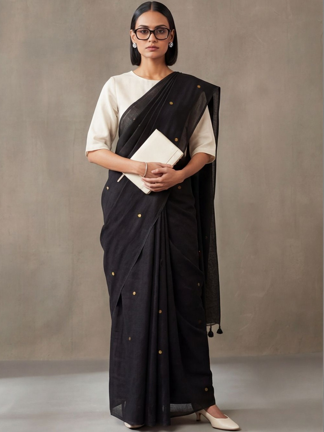 Formal Cotton Handloom Saree With Unstitched Blouse