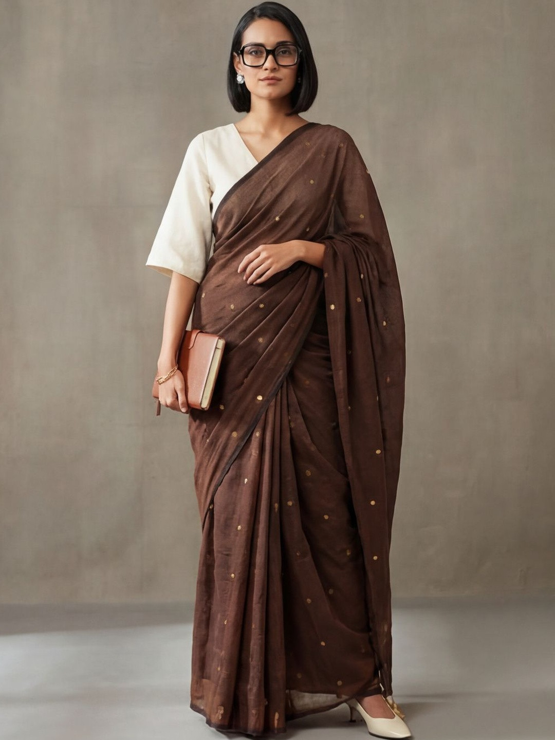 Navibhu Classic Everyday Cotton Handloom Saree With Unstitched Blouse