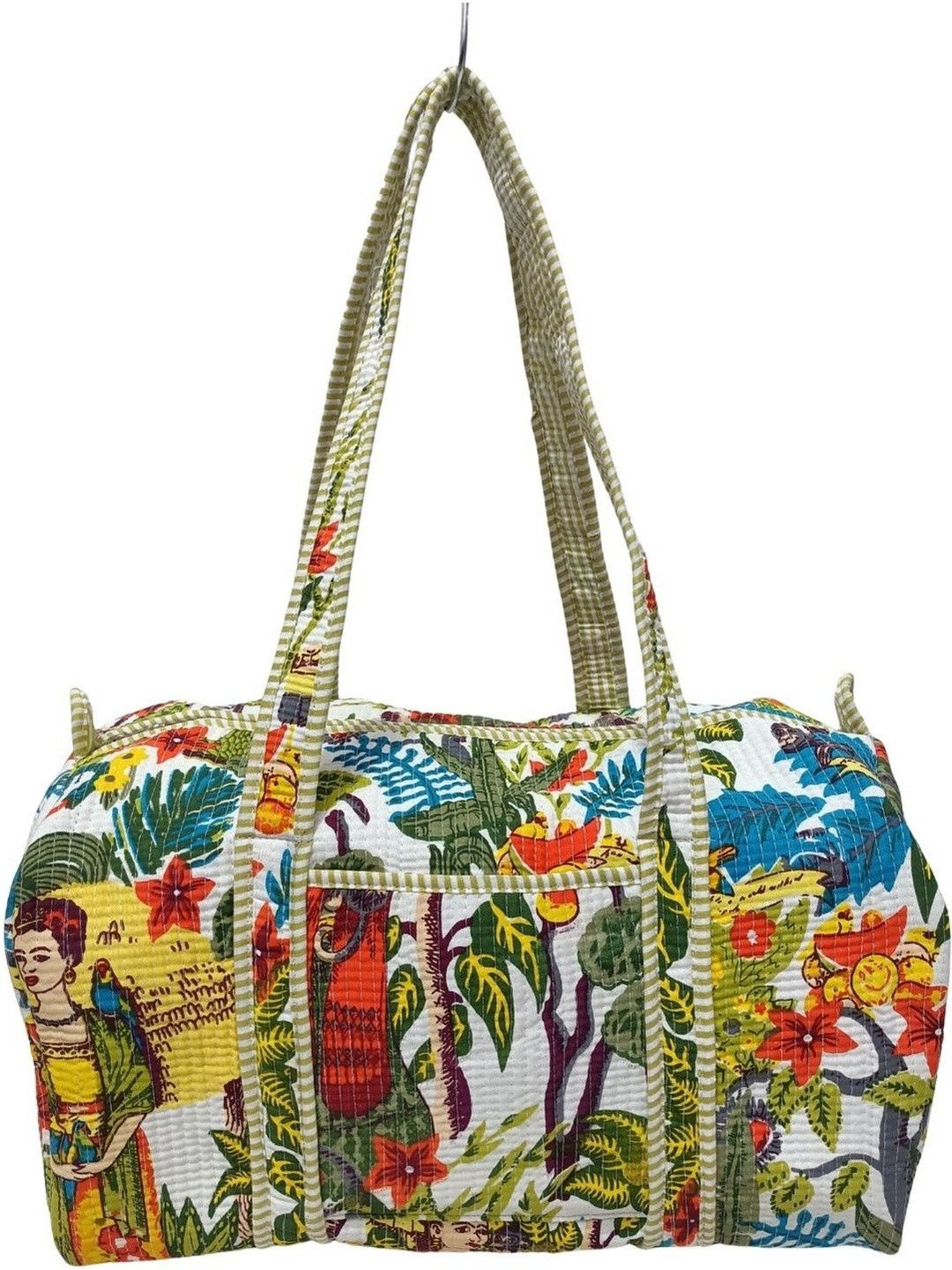 DORAYA Printed Cotton Quilted Duffel Bag