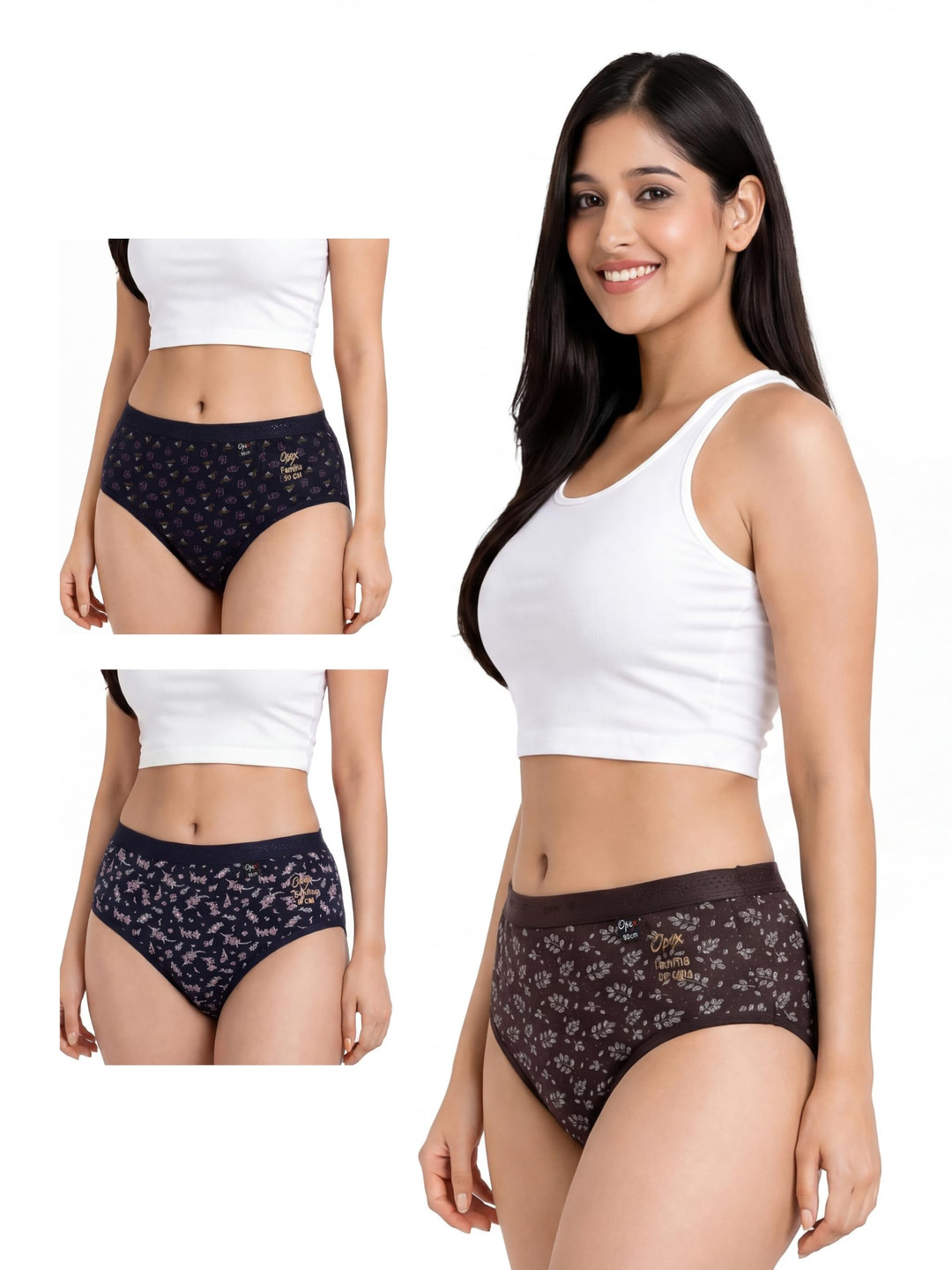 OPEX Women Pack of 3 Printed Assorted Basic Briefs