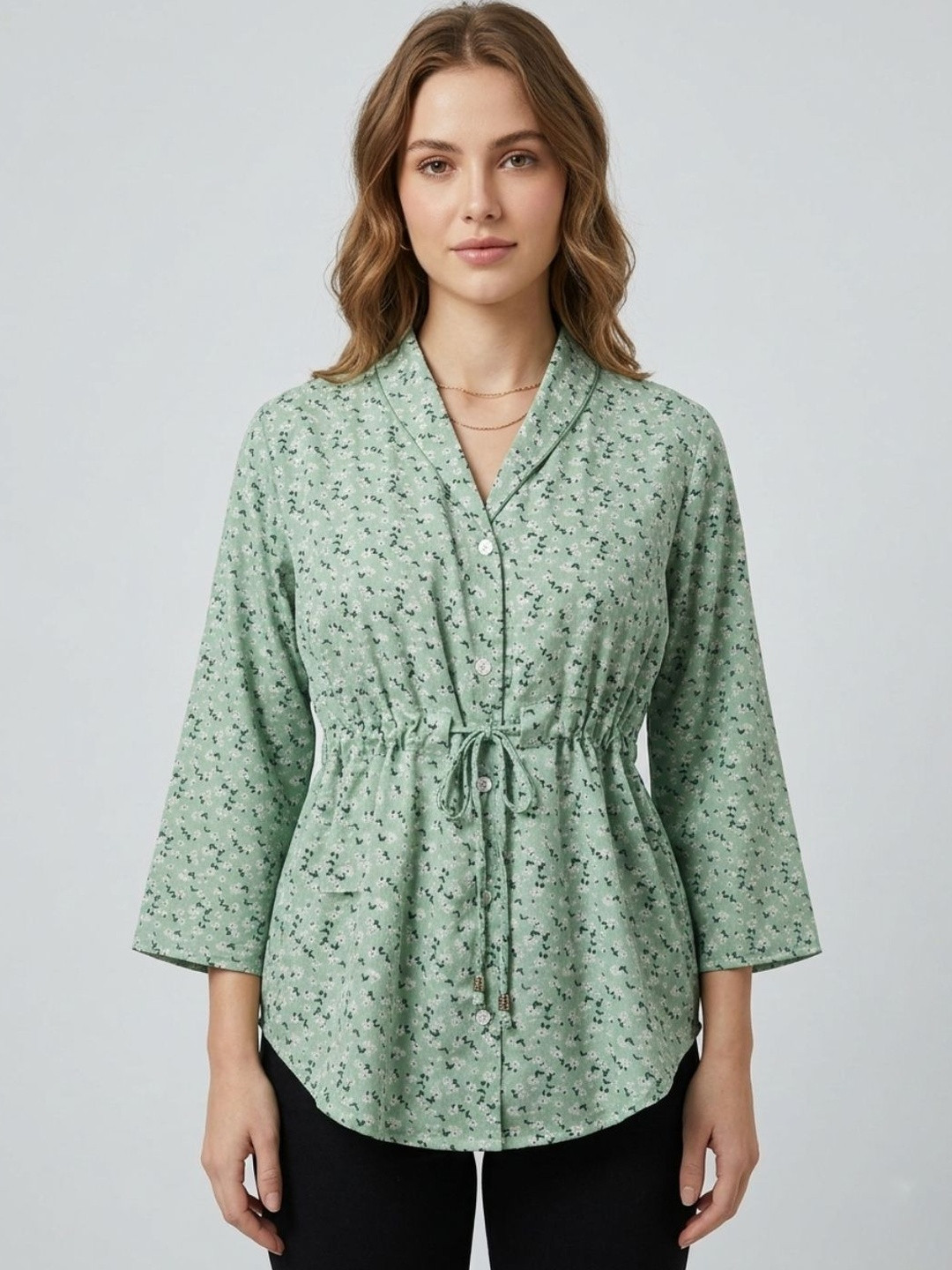 ANVI Be Yourself Floral Print Crepe Top