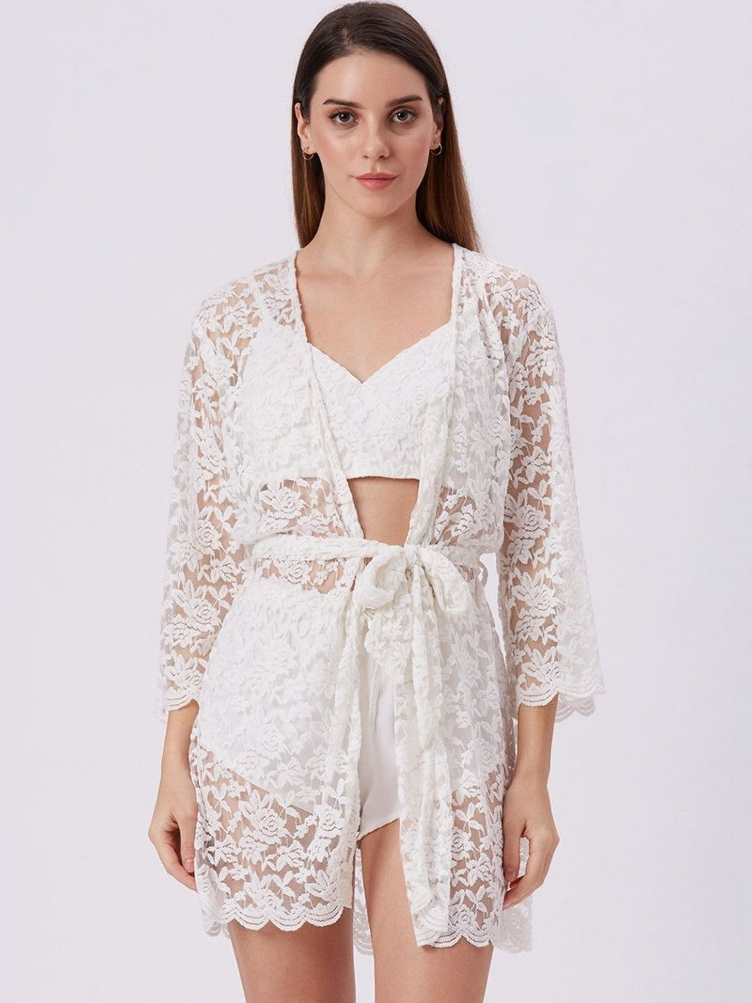 AMMARZO Self-Design Nightwear Robe