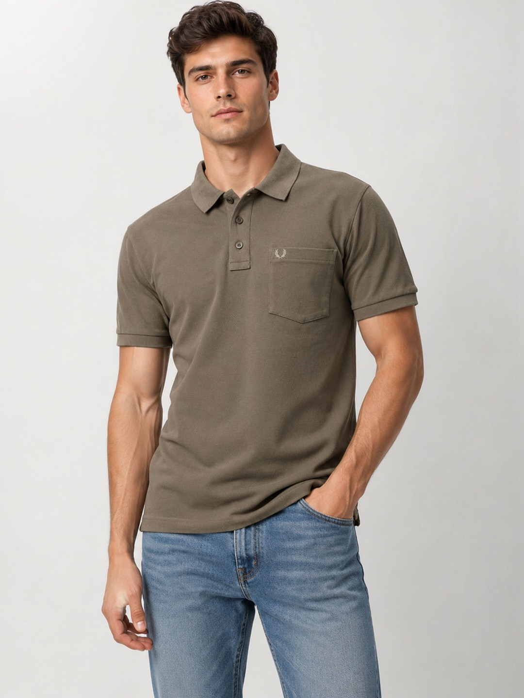 UNEX Men Brand Logo Polo Collar Pockets T-shirt