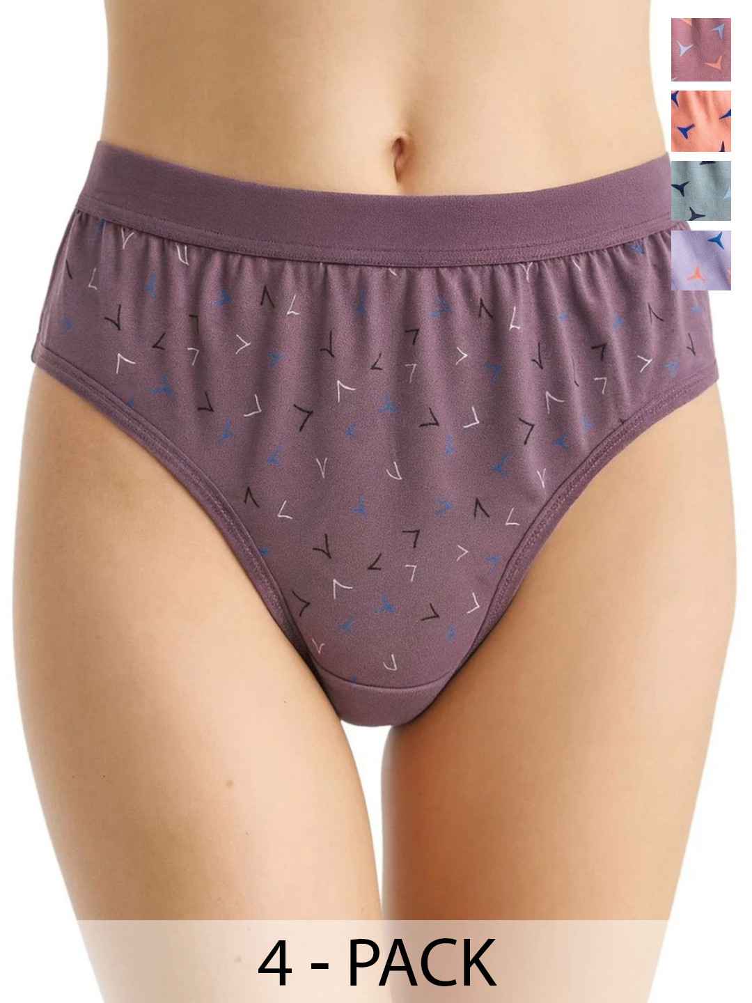 SWAPN ENTERPRISE Women Pack of 4 Printed Assorted Cotton Basic Briefs