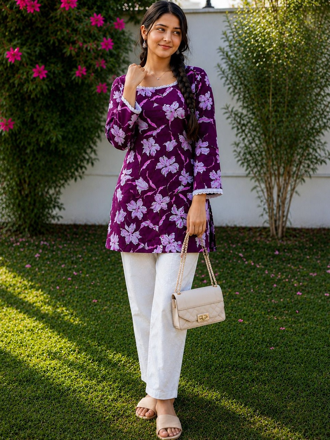 JAYRA TEXTILE Viscose Rayon Square Neck Printed Tunic