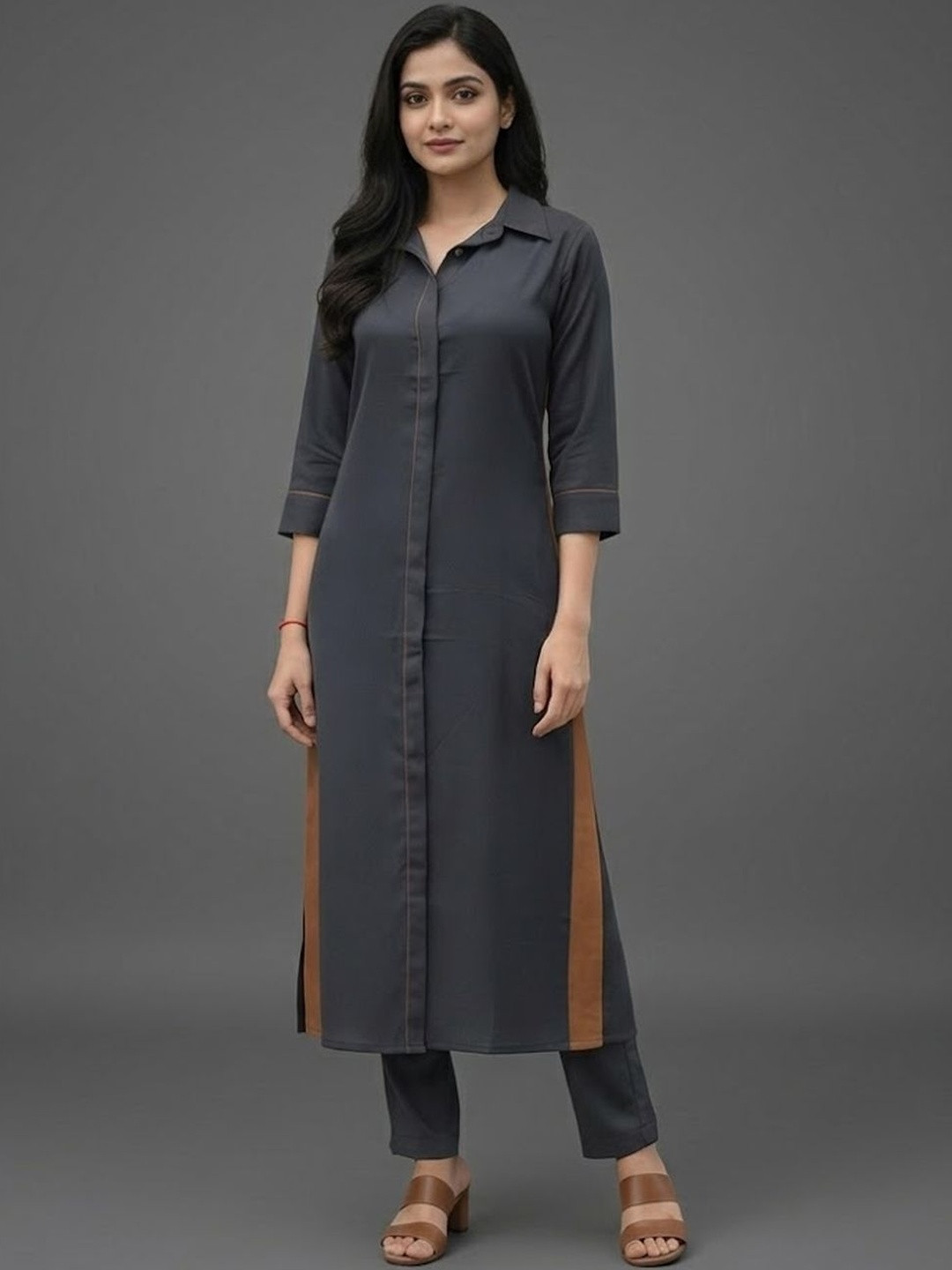 Navibhu Office-Wear Women Regular Kurta with Trousers