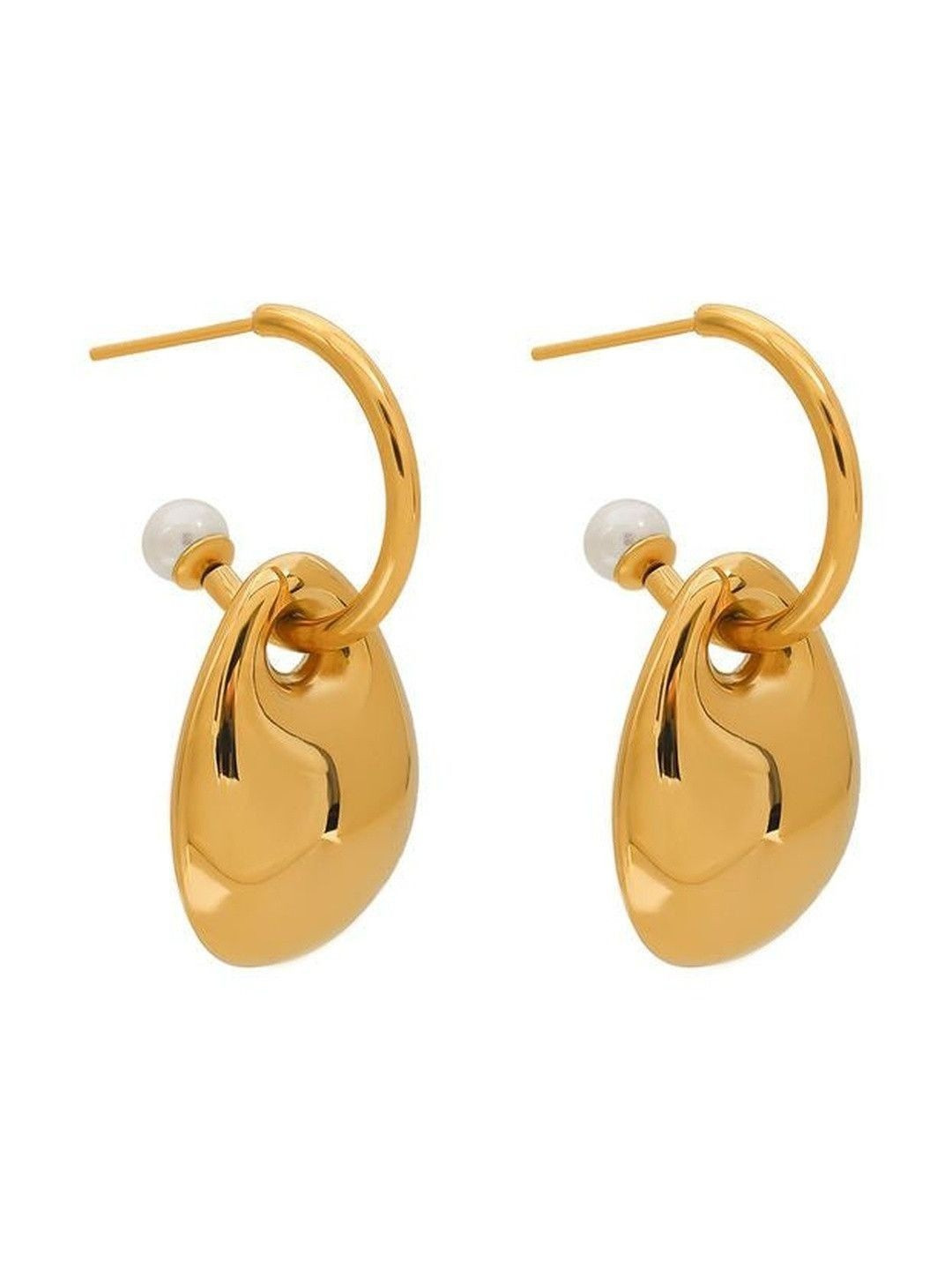 DIVING SWAN Women 18K Thick Gold Plated Ira Orb Hoops Earrings