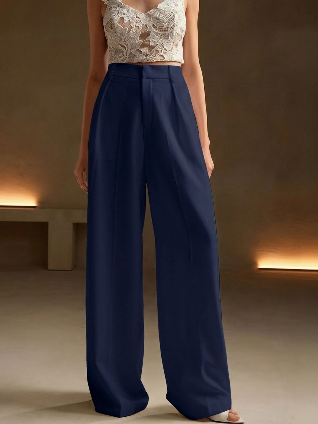 dolsia Women High-Rise Easy Wash Pleated Trousers