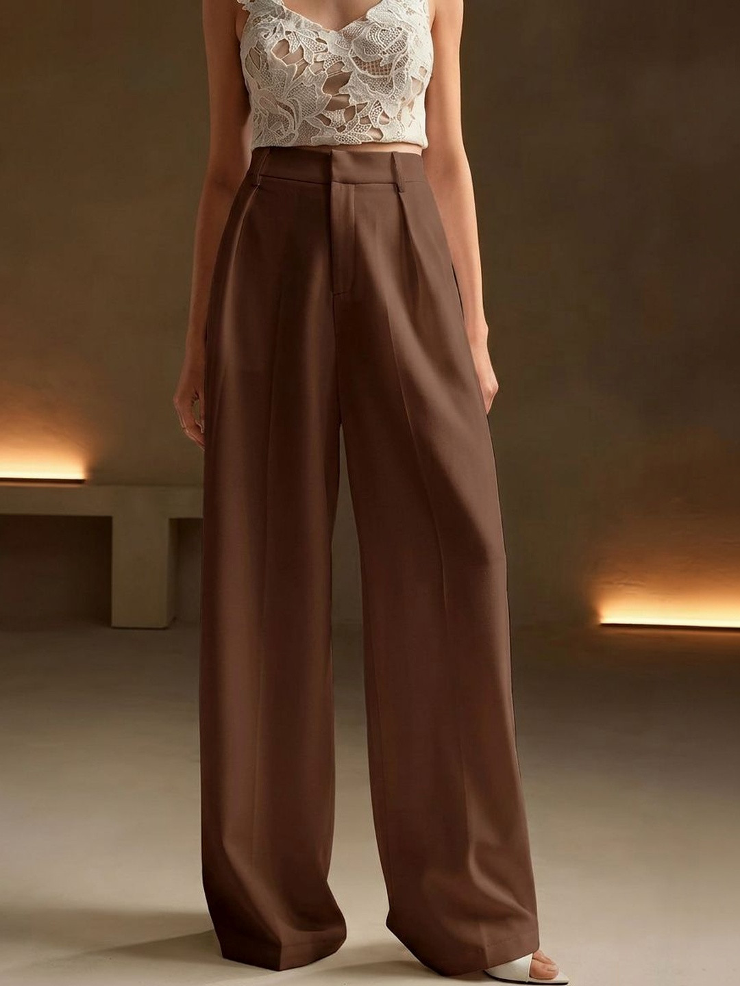 dolsia Women High-Rise Easy Wash Pleated Trousers