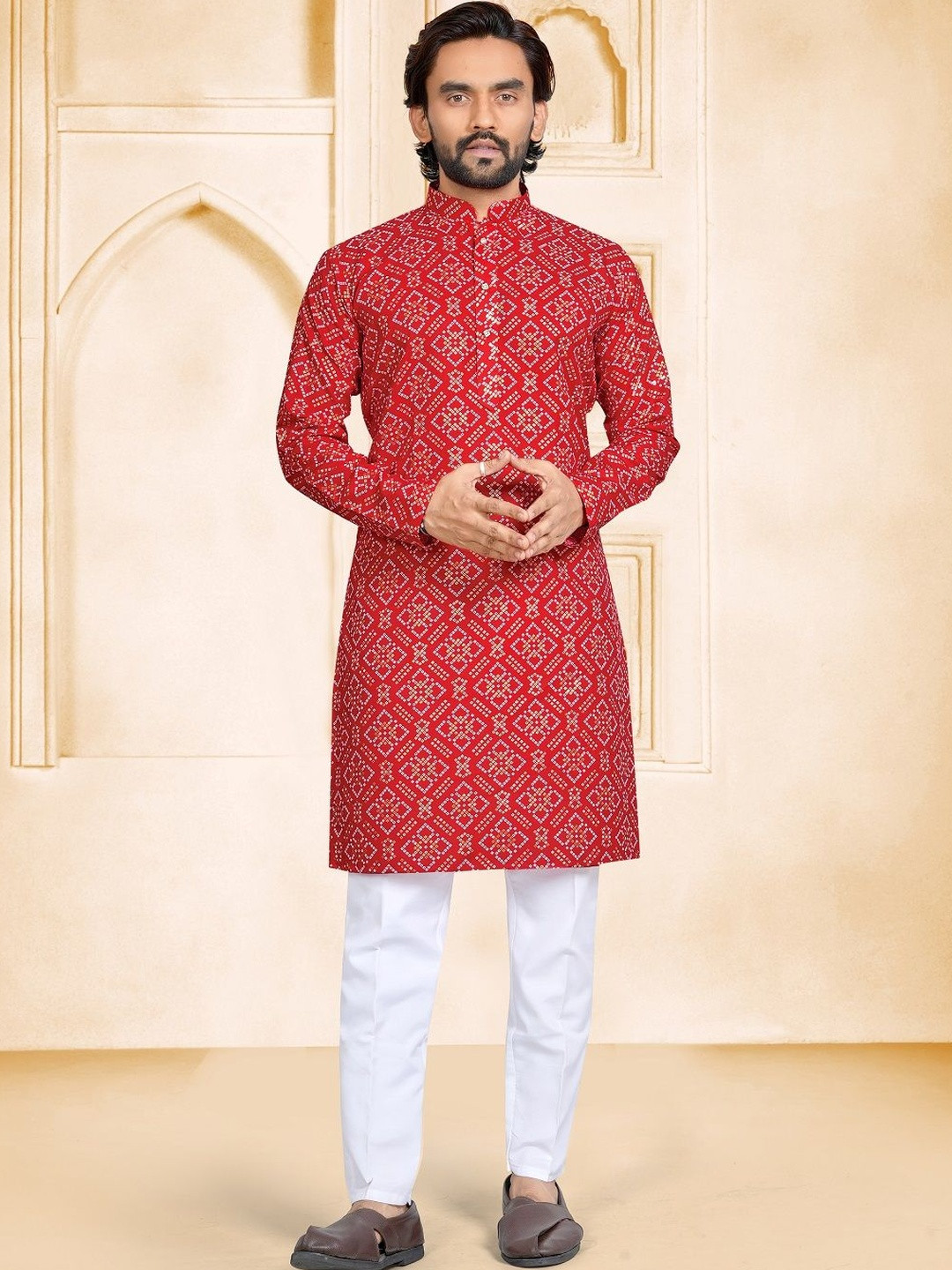 Leipzig Fashion Men Bandhani Printed Kurta