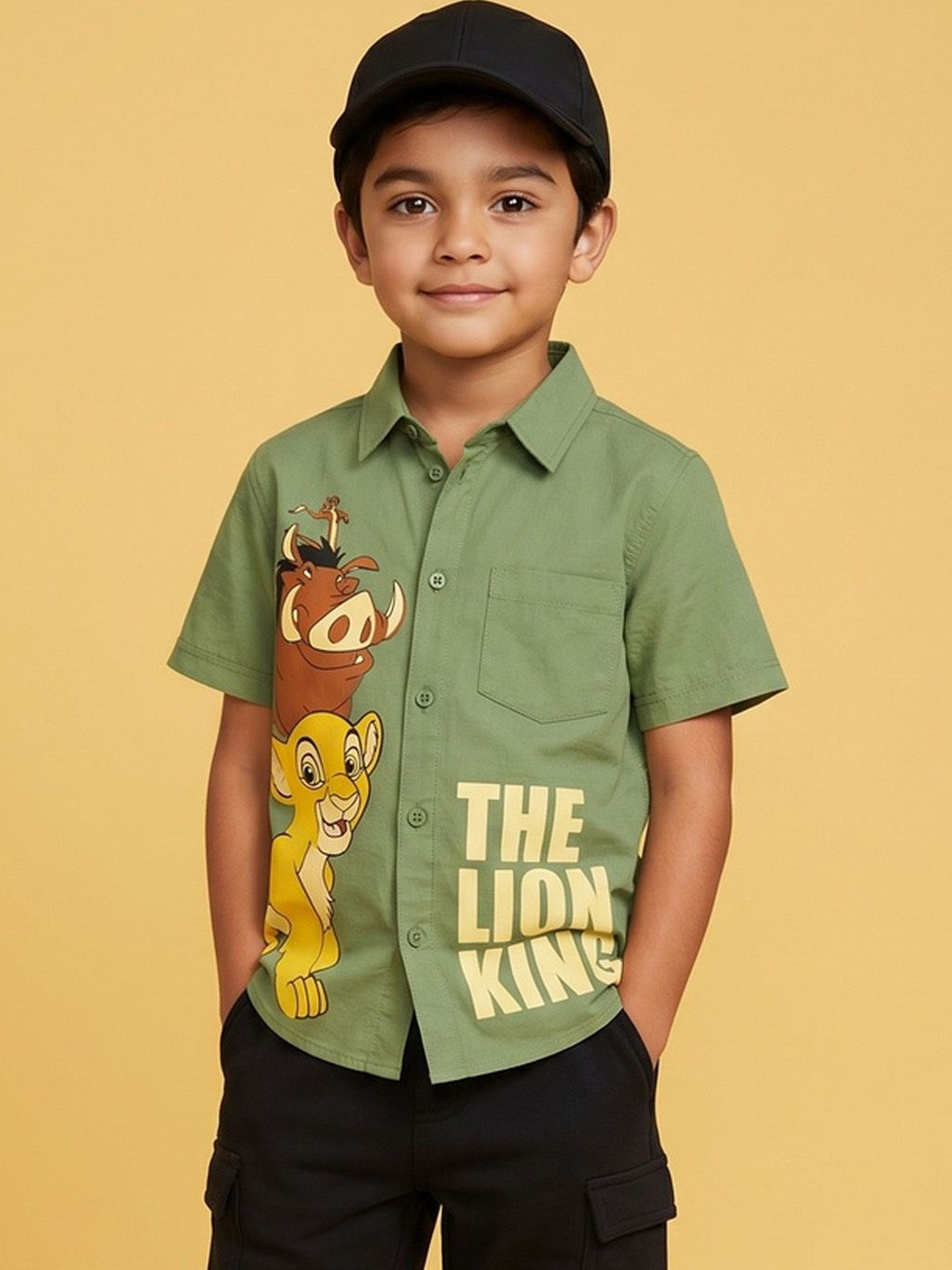 NautiNati Disney Boys Cotton Lion King Graphic Print Half Sleeve Shirt