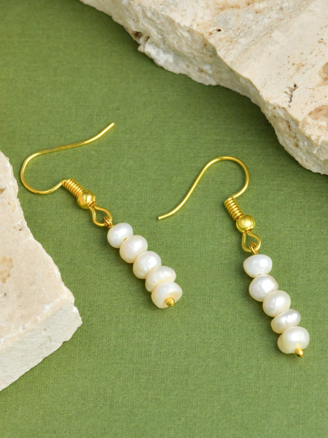 TOTAPARI Gold-Plated Pearl Chic Beaded Drop Earrings