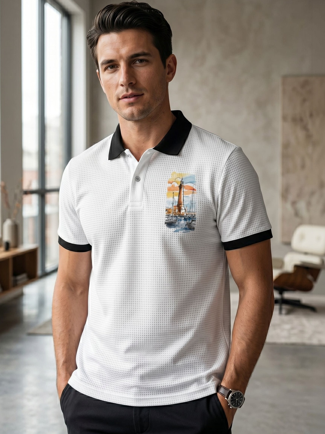 Tshirts Buddy Men Printed Polo Collar T-shirt