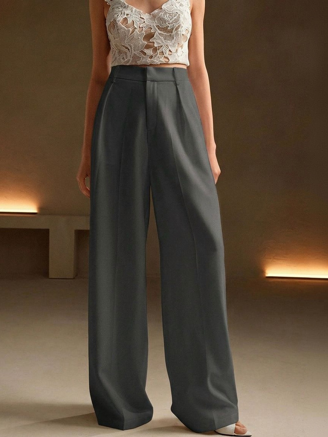 dolsia Women High-Rise Easy Wash Pleated Trousers