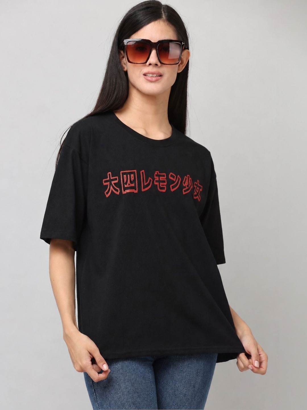 DDASPRATION Women Printed Drop-Shoulder Sleeves T-shirt