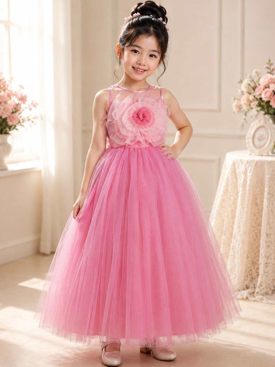 Dripteen Ruffled Net Maxi Dress