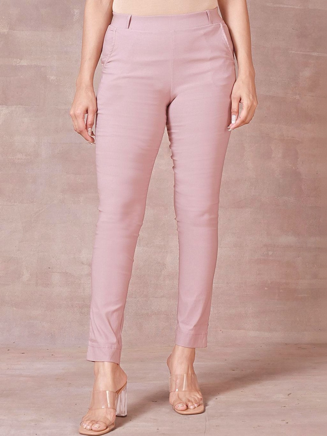 Lakshita Women Skin-Fit Peach Jeggings