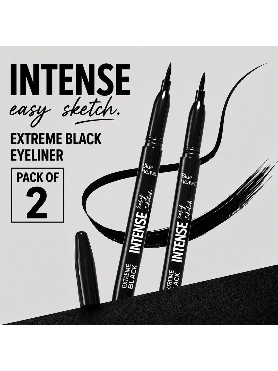 Blue Heaven Set Of 2 Intense Easy Sketch Eyeliner 1ml Each - Extreme Black