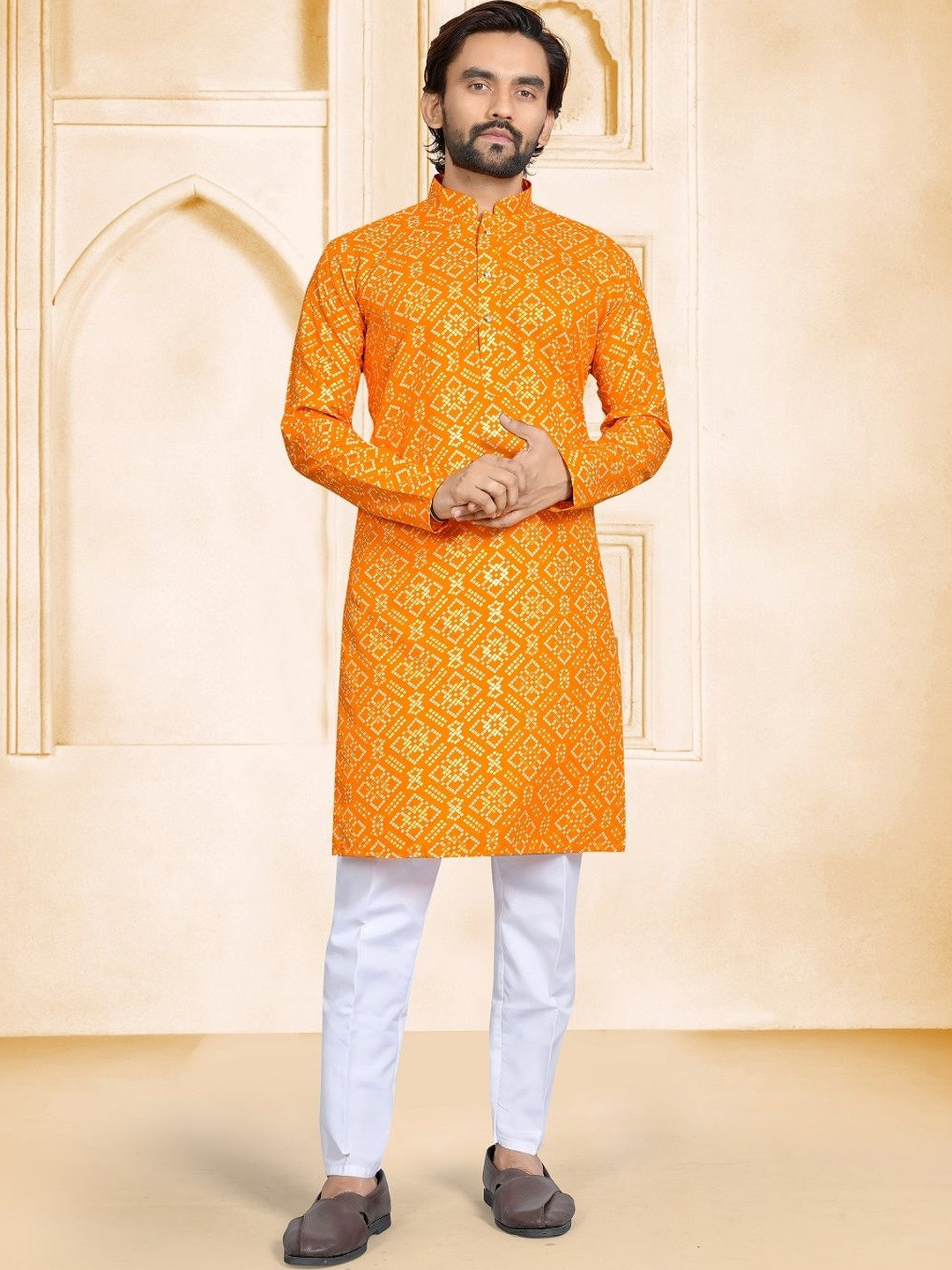 Leipzig Fashion Men Bandhani Printed Kurta