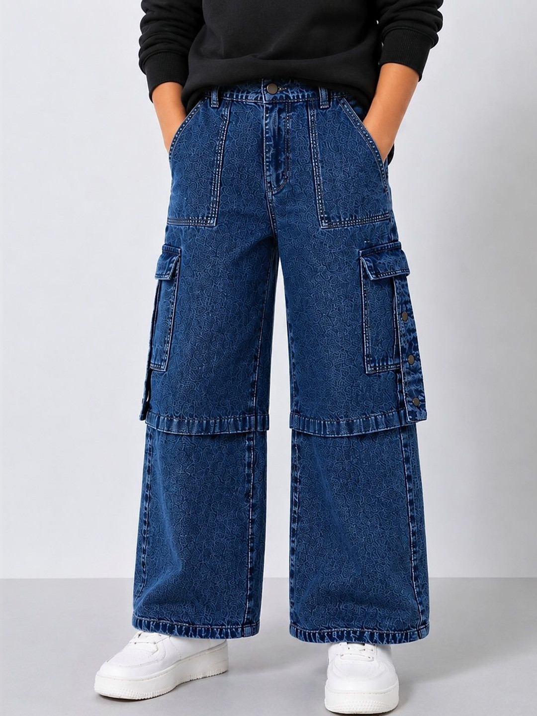 ADBUCKS Boys Flared Mid-Rise Printed Jeans