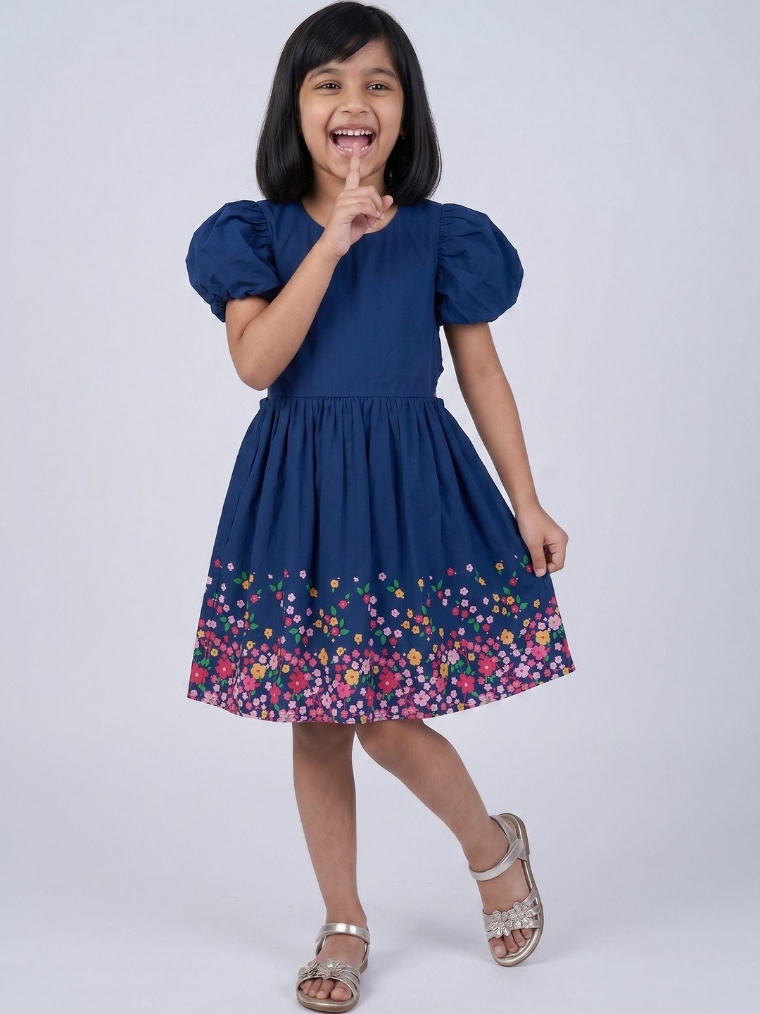 Ed-a-Mamma Floral Print Puff Sleeve A-Line Dress