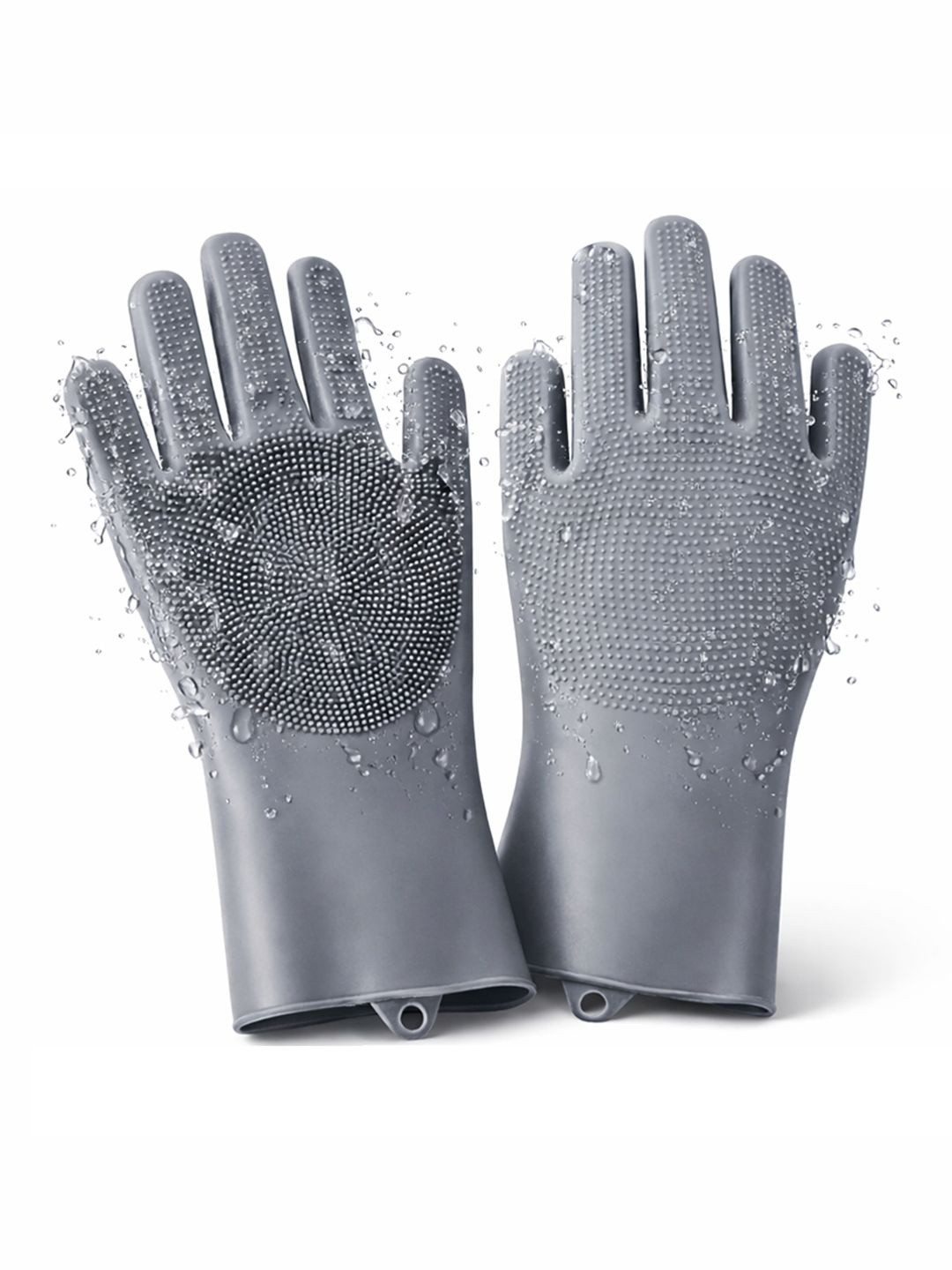 MIKANIX Set Of 1 Grey Silicone Dishwashing Kitchen Gloves