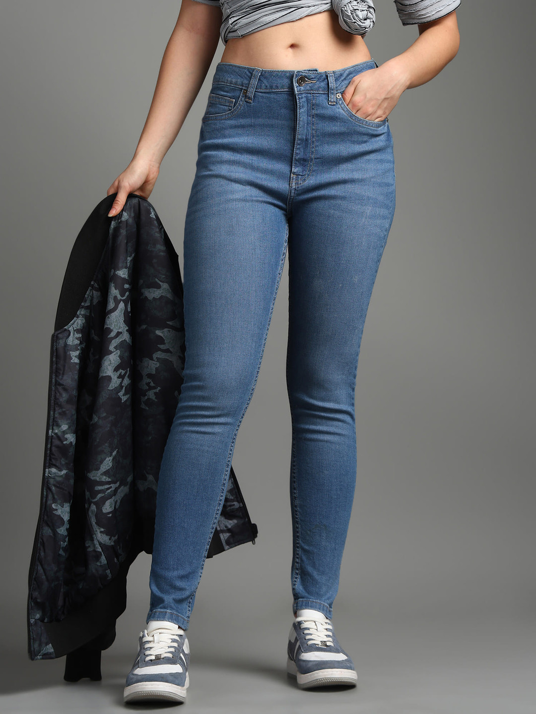 Flying Machine Women Super Skinny Fit High-Rise Clean Look Light Fade Stretchable Jeans