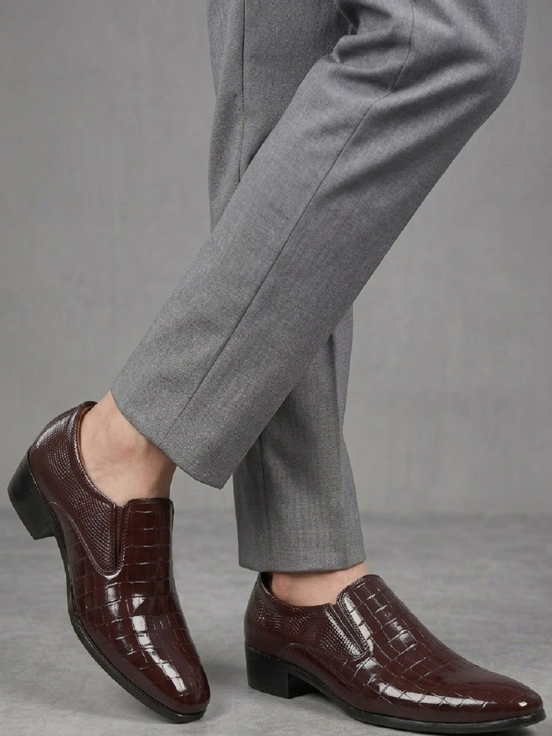 Bxxy Men Square Toe Slip-On Elevator Formal Shoes