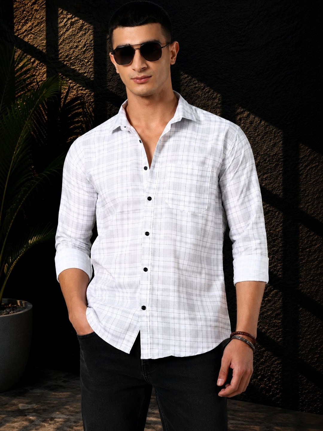 HKV FASHION Men Comfort Gingham Checks Checked Casual Shirt