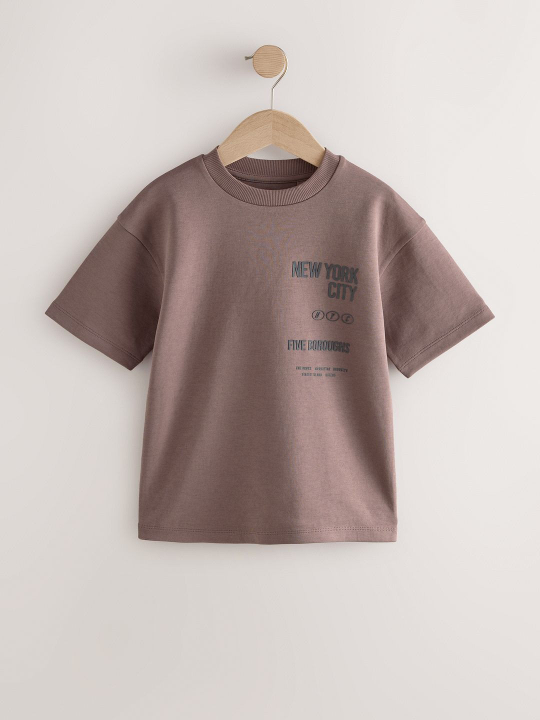 NEXT Boys Typography Printed Drop-Shoulder Sleeves Relaxed Fit T-shirt