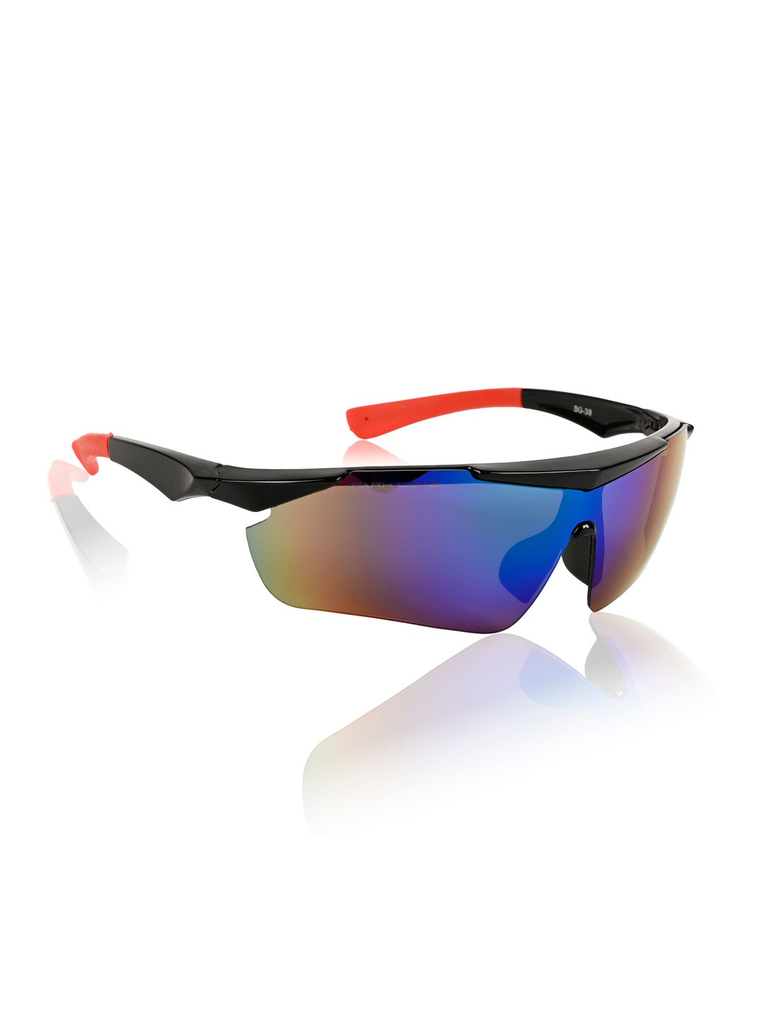 PARK LINE Men Mirrored Lens & Black Sports Sunglasses with