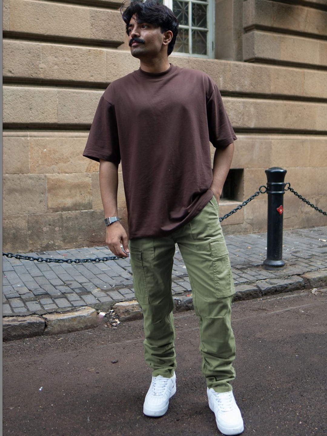 Powerlook Men Olive Regular Fit Cargo Pant