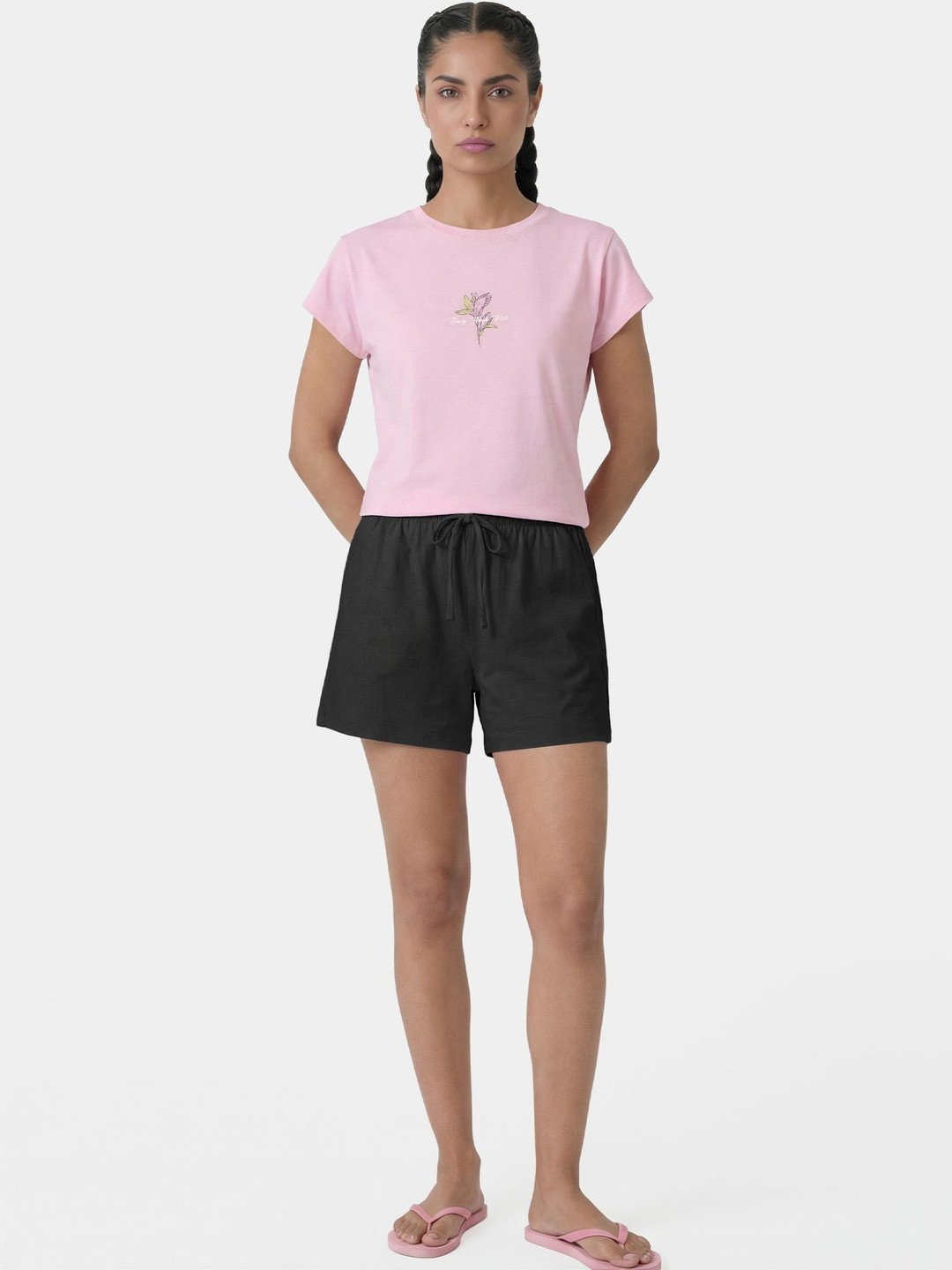 Enamor Women Black Lounge Shorts