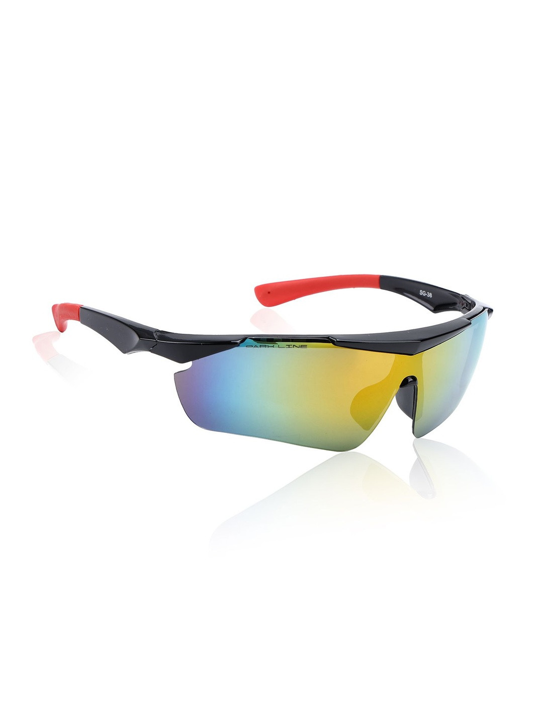 PARK LINE Men Mirrored Lens & Black Sports Sunglasses with