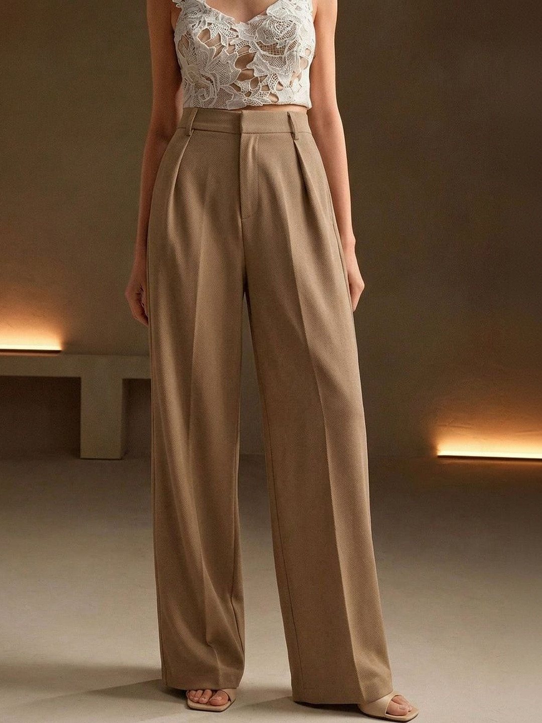 dolsia Women High-Rise Easy Wash Pleated Trousers