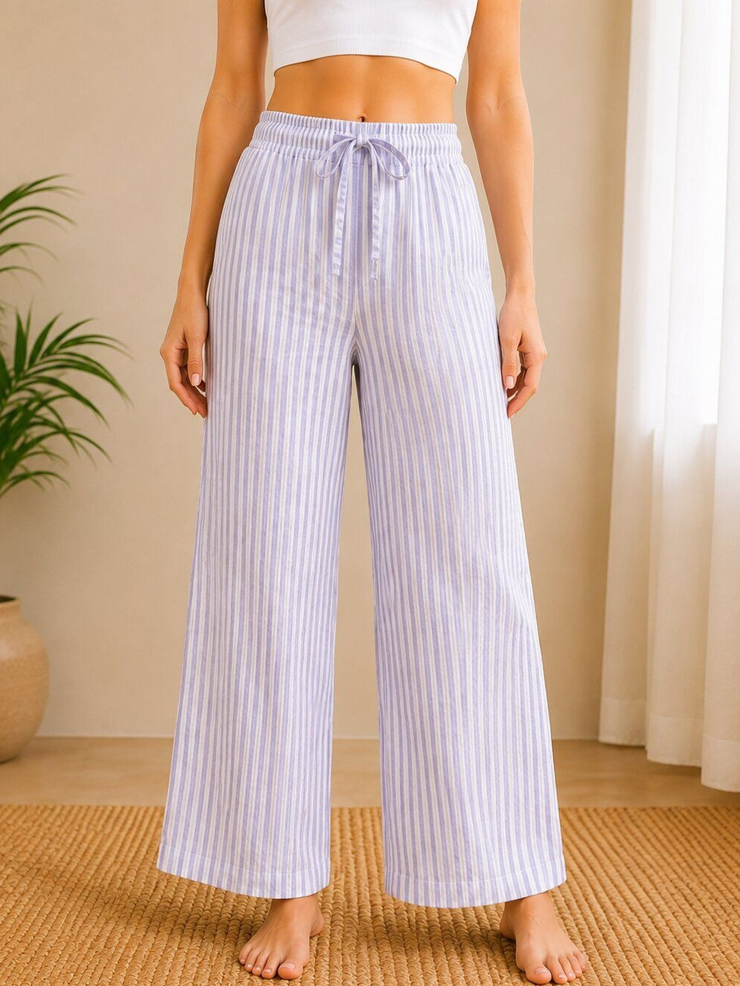 KATLINE Women Striped Smart Trousers