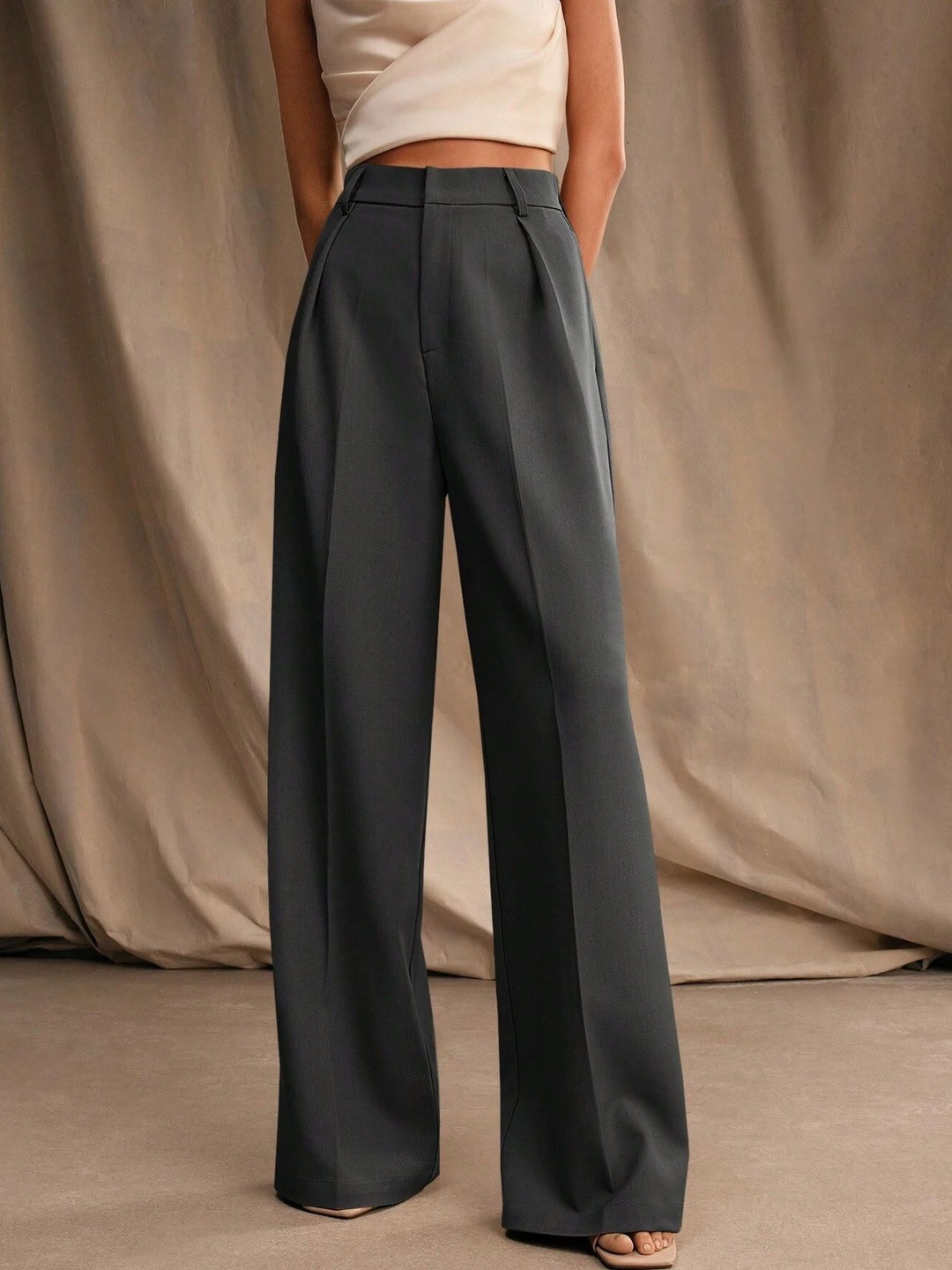 dolsia Women High-Rise Easy Wash Pleated Trousers