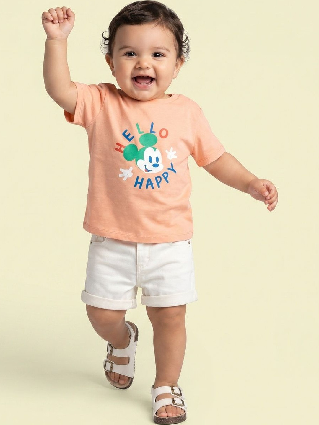 NautiNati Disney Boys Mickey Mouse Print Cotton T-shirt