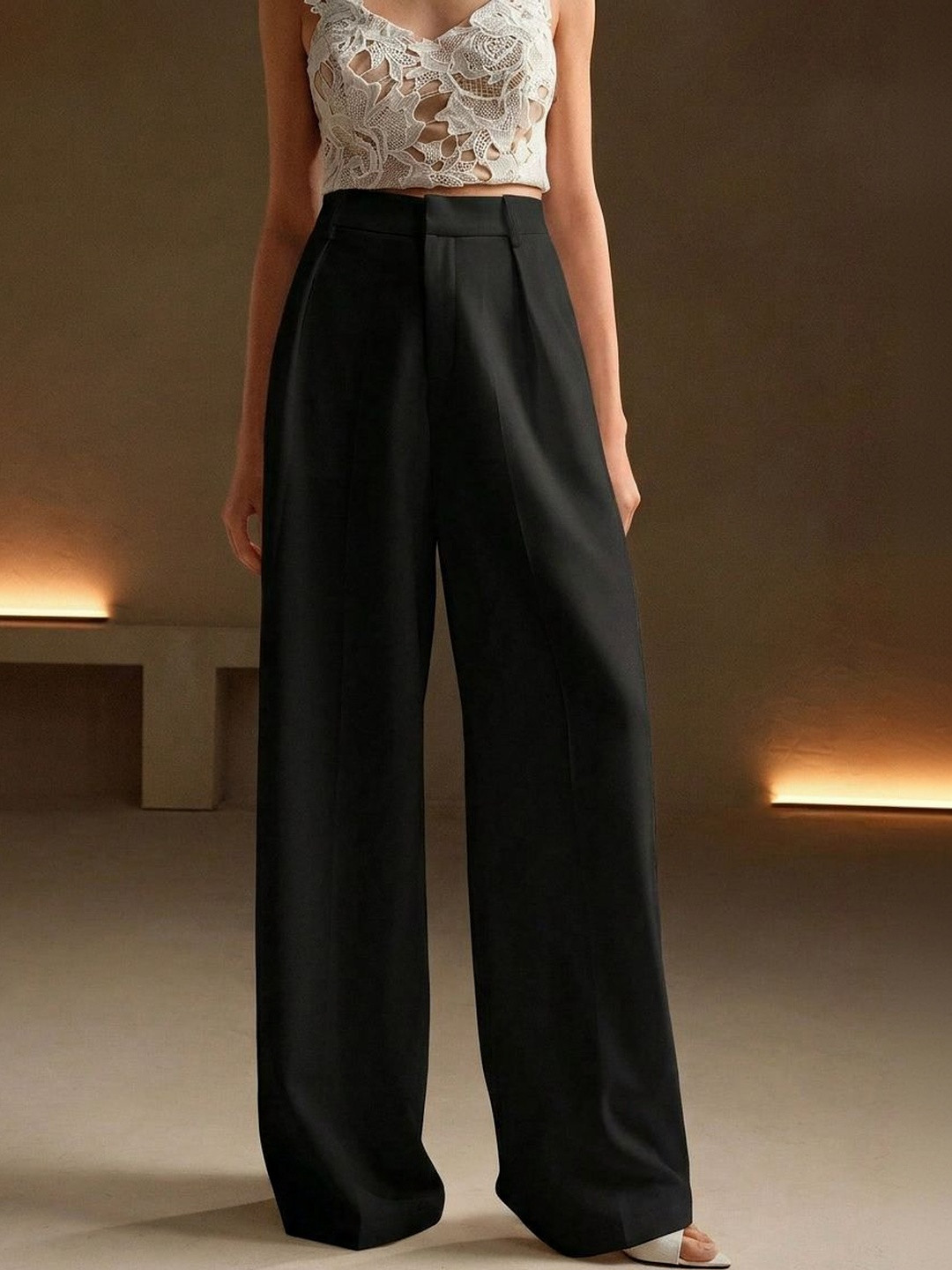 dolsia Women High-Rise Easy Wash Pleated Trousers