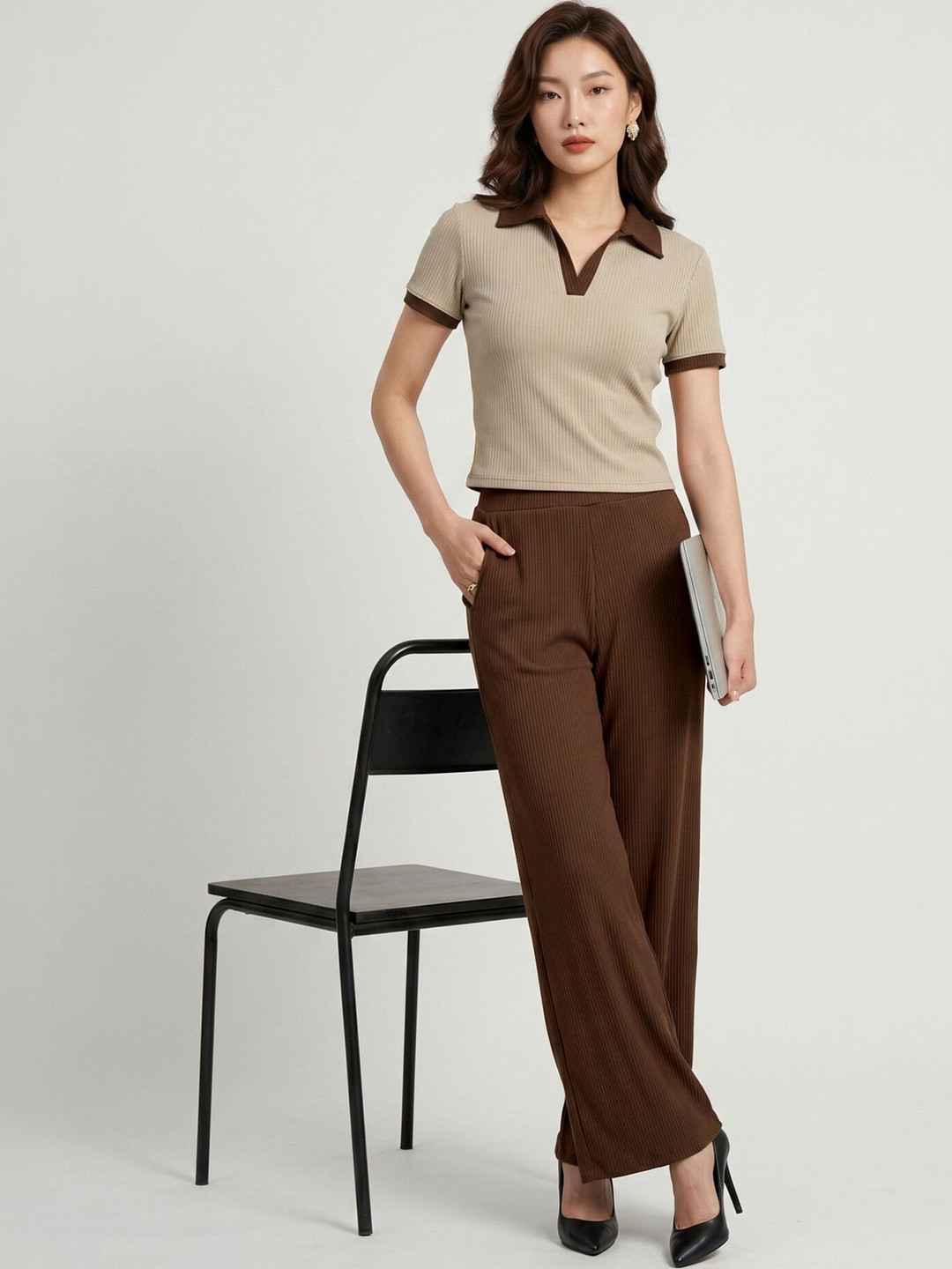 Selvia Edge Self Design Top with Trousers