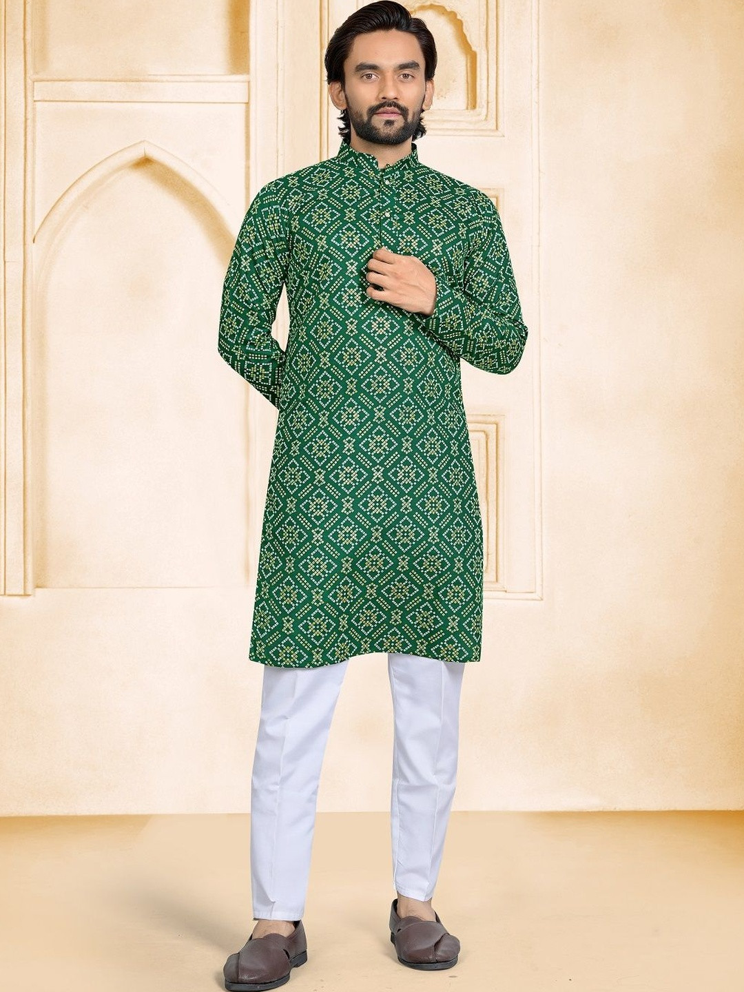 Leipzig Fashion Men Bandhani Printed Kurta