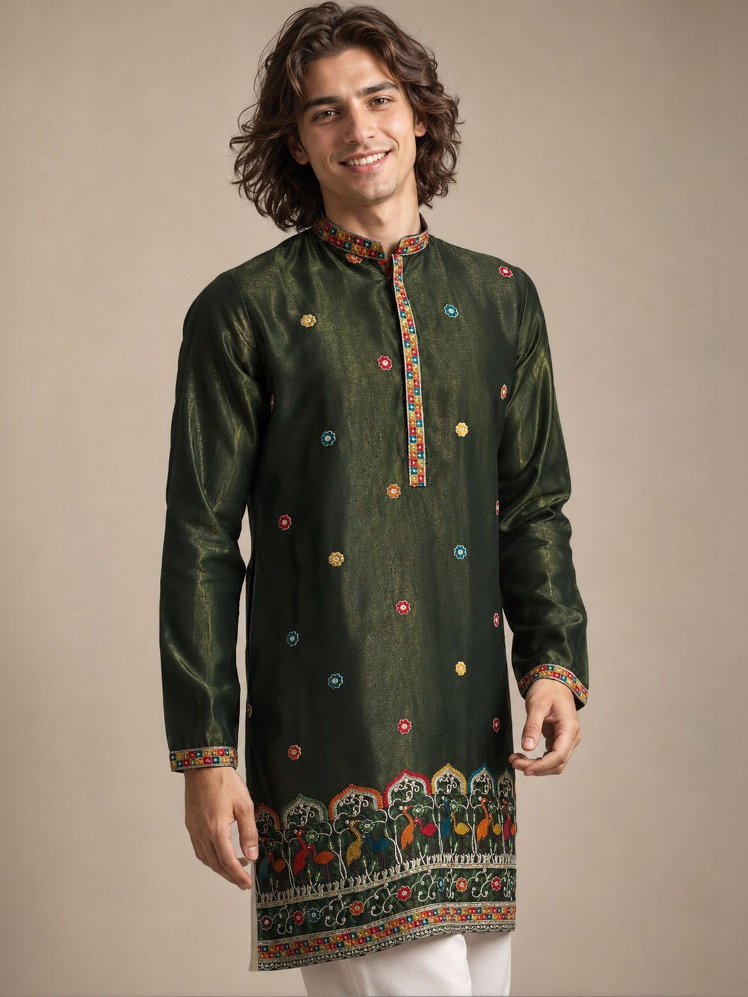 House of Pataudi Men Ethnic Motifs Embroidered Thread Work Kurta