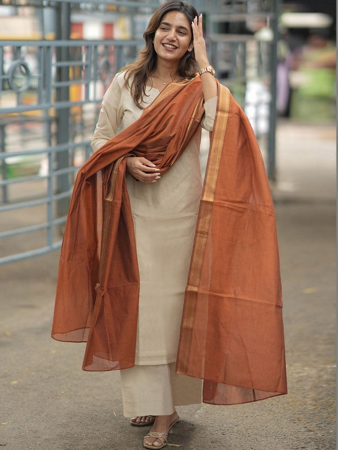 GoSriKi Women Regular Kurta with Palazzos & With Dupatta