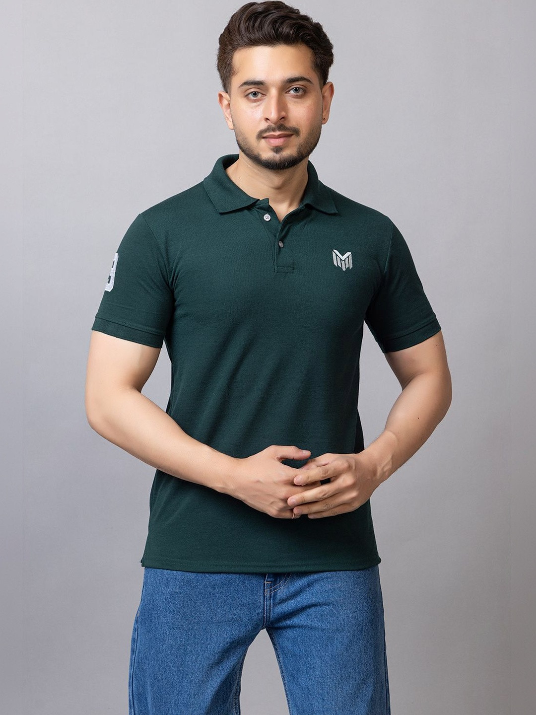MAFURD Men Brand Logo Polo Collar T-shirt
