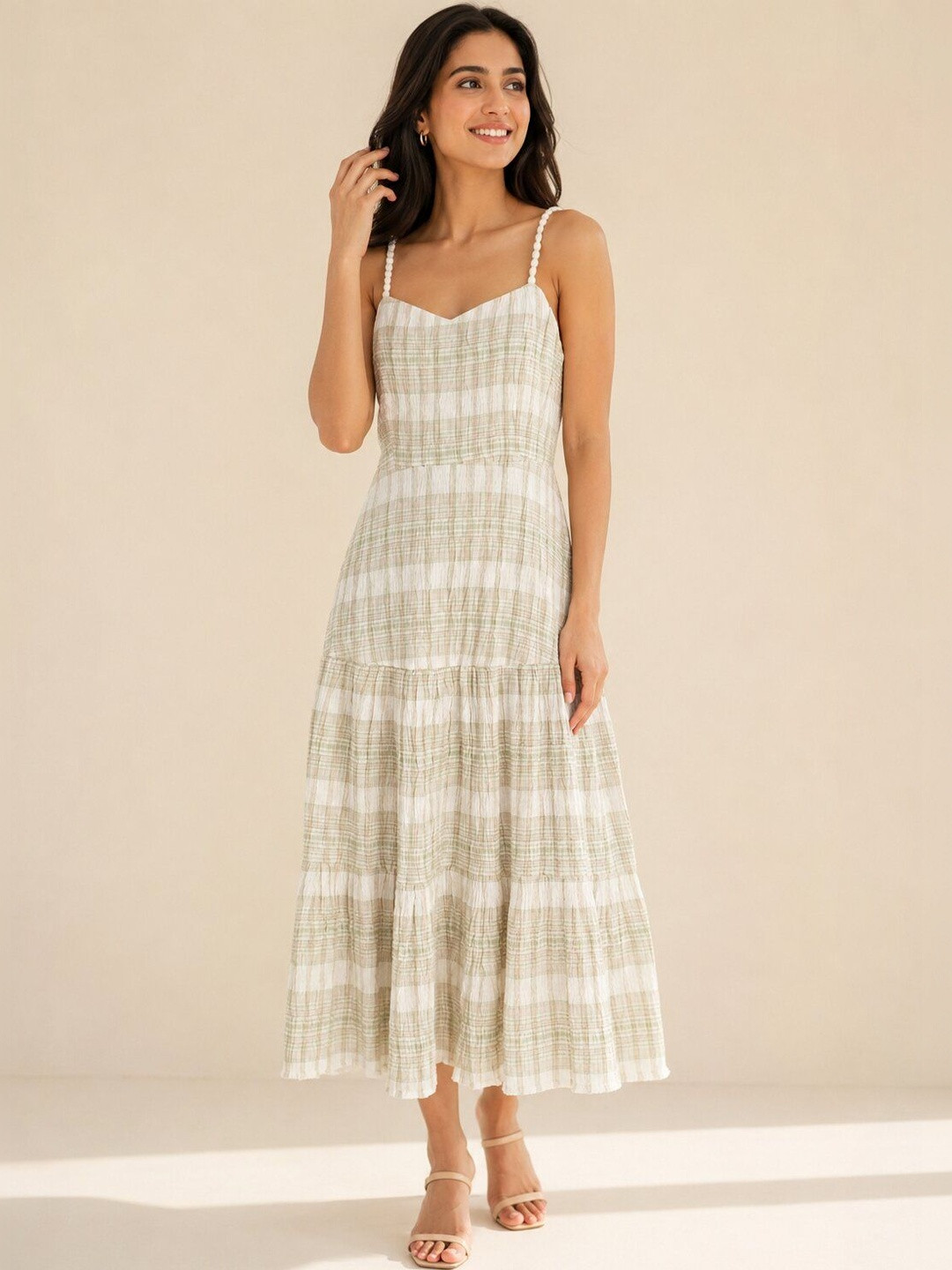 Natural Craft Checked Maxi Dress